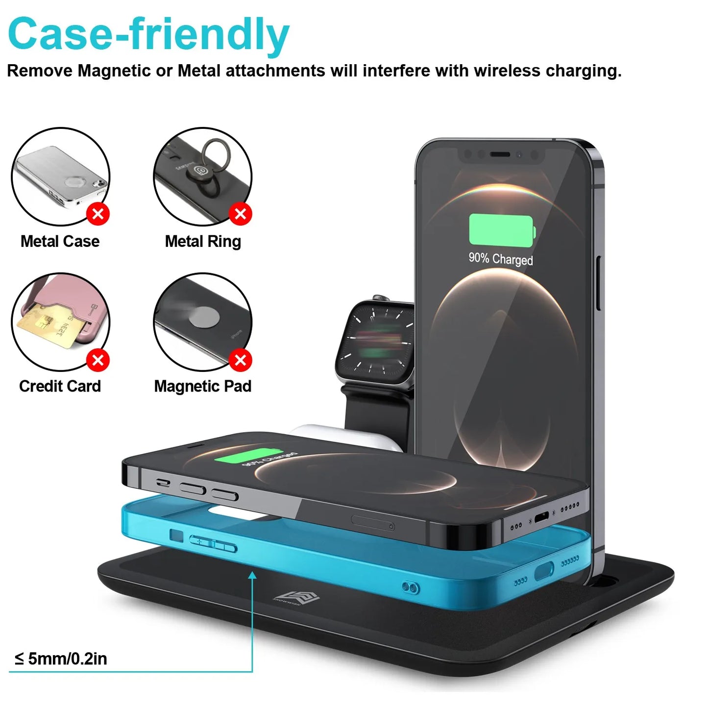 Top Seller Trending Products 2024 15w Fast Charging Magnetic 4 in 1 Quick Wireless Charger Station Charging Stand Holder