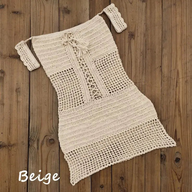 One Piece Handmade Crochet Sexy Bikini Tassel Beach Wear Swimwear Monokini Dress