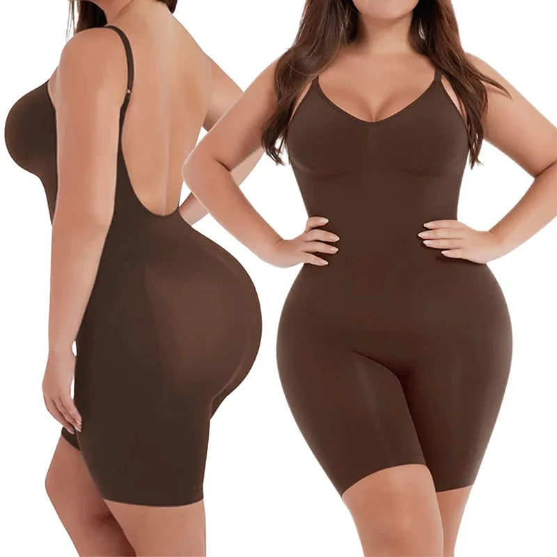 Women Tummy Control Bodysuit Full Coverage Shapewear Thigh Slim Body Suit Low Back Body Shaper Backless Jumpsuit Seamless Shaper