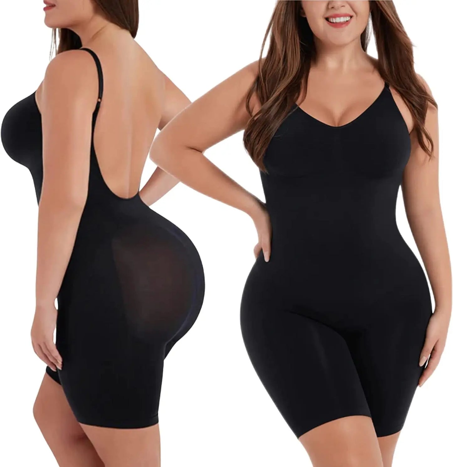 Women Tummy Control Bodysuit Full Coverage Shapewear Thigh Slim Body Suit Low Back Body Shaper Backless Jumpsuit Seamless Shaper