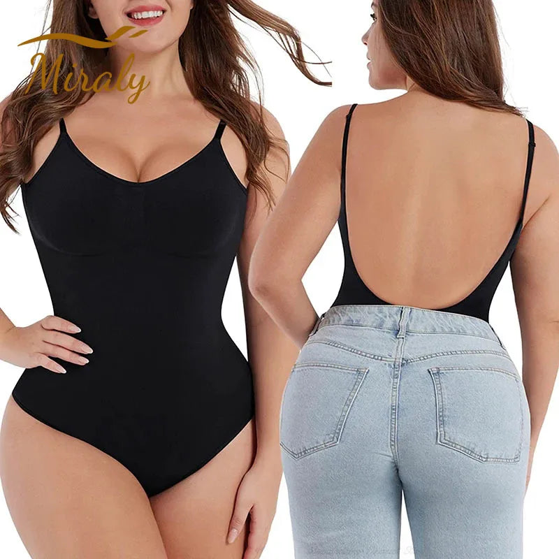 Women Tummy Control Bodysuit Full Coverage Shapewear Thigh Slim Body Suit Low Back Body Shaper Backless Jumpsuit Seamless Shaper