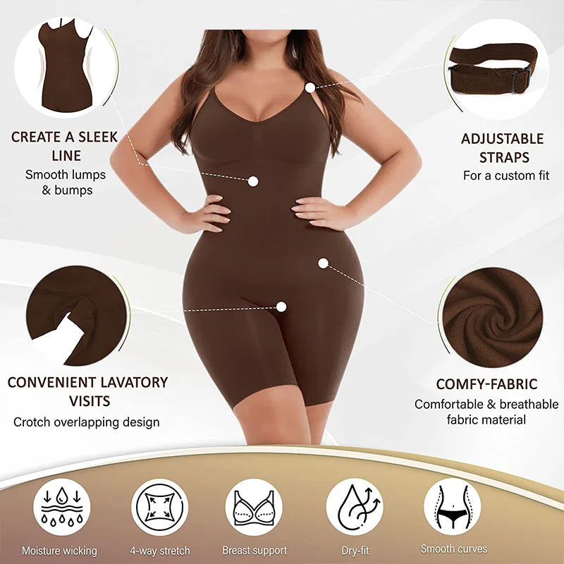 Women Tummy Control Bodysuit Full Coverage Shapewear Thigh Slim Body Suit Low Back Body Shaper Backless Jumpsuit Seamless Shaper