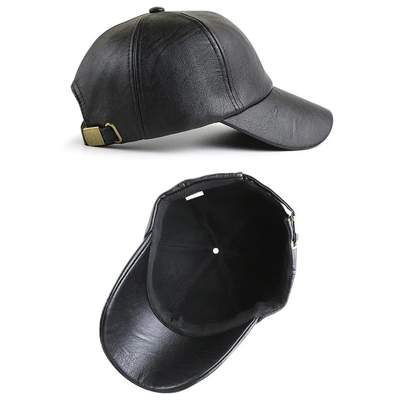 2022 Leather Baseball Cap Men's Fashion Sports Caps Army Military Hat Man Baseball Cap British Vintage Cowhide Leather Hats